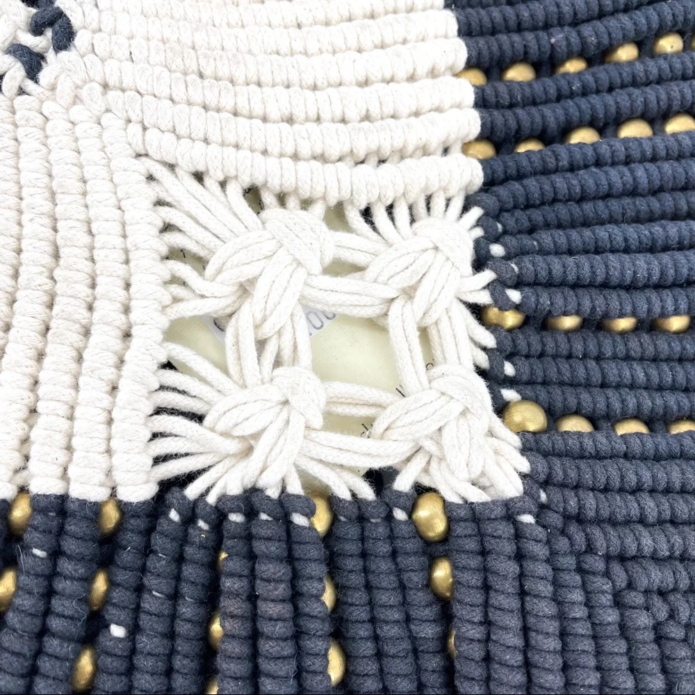 CLEOBELLA🌺Seville Boho Fringe Retro Macrame Beaded Clutch Black & White - Picture 10 of 12